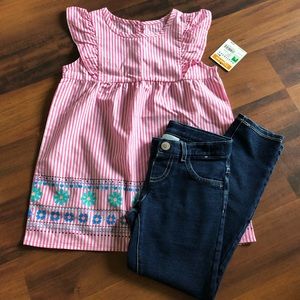 pretty top with comfy jeggings